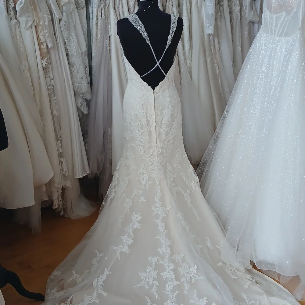 Modern All Lace Wedding Dress - Picture 4 of 5
